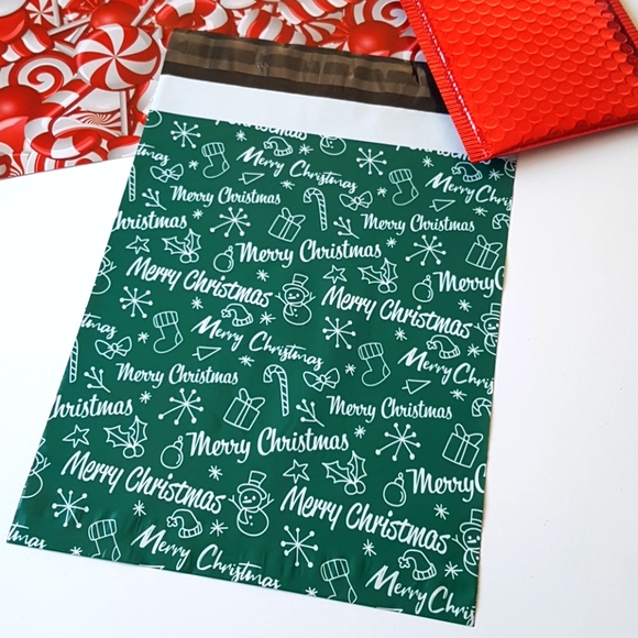 NEW 25 pcs Merry Christmas Poly Mailers 10"x13" in